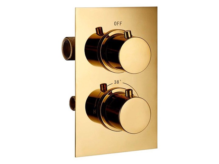 Złoty okrągły podtynkowy zestaw prysznicowy z termostatem Wyposażenie Z deszczownicą Wyposażenie Z uchwytem