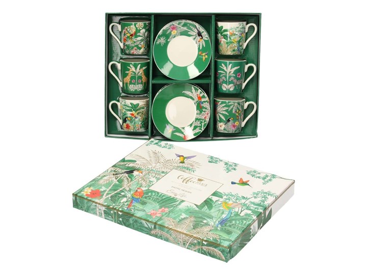 Zestaw filiżanek Exotic 6 szt., 8 x 6 x 6 cm Filiżanka ze spodkiem Komplety filiżanek Filiżanka do kawy Filiżanka do espresso Porcelana Kategoria Filiżanki
