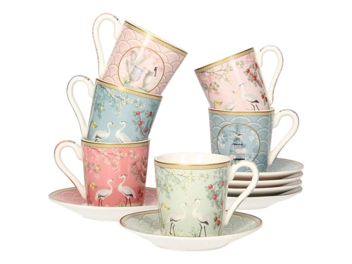 Zestaw filiżanek Herons 6 szt., 8 x 6 x 6 cm Porcelana Filiżanka do espresso Filiżanka ze spodkiem Komplety filiżanek Filiżanka do kawy Kategoria Filiżanki