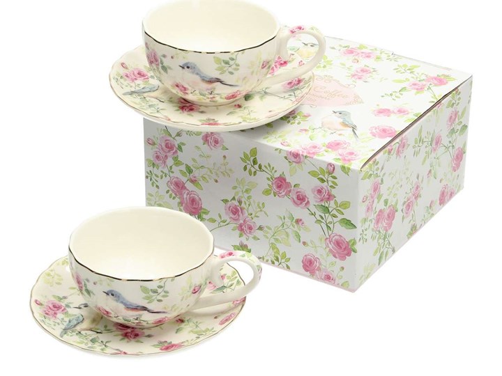 Zestaw filiżanek Spring Garden 2szt., 11 x 8 x 5 cm Filiżanka do herbaty Filiżanka ze spodkiem Porcelana Filiżanka do kawy Kategoria Filiżanki