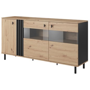 SELSEY Komoda trzydrzwiowa Mellami 165 cm dąb artisan/antracyt lamele