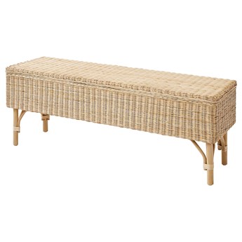 IKEA TOLKNING Ławka z pojemnikiem, wykonano ręcznie rattan, 120 cm