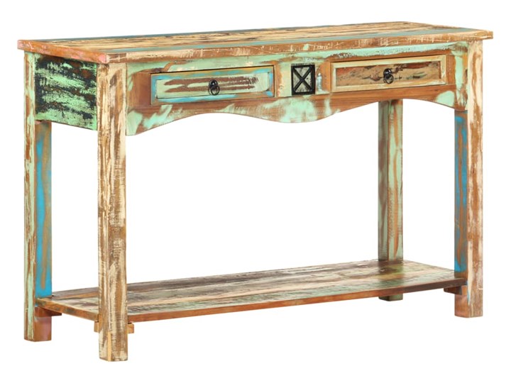 vidaXL Stolik typu konsola, 120x40x75 cm, lite drewno z odzysku Kategoria Konsole Sosna Z szufladą Głębokość 40 cm Z półką Szerokość 120 cm Pomieszczenie Przedpokój