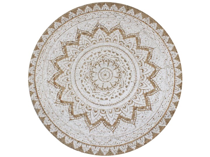 vidaXL Dywan pleciony z juty z nadrukiem, 90 cm, okrągły 90x90 cm Dywany Juta Kolor Beżowy