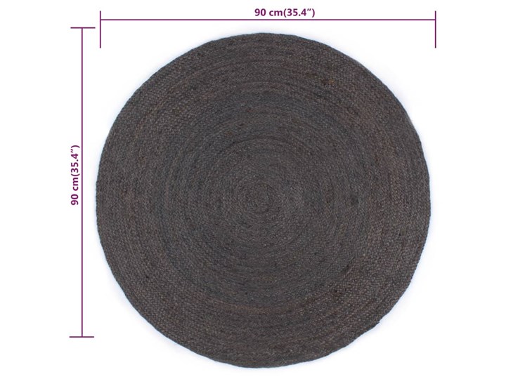 vidaXL Ręcznie wykonany dywan z juty, okrągły, 90 cm, ciemnoszary 90x90 cm Juta Dywany Pomieszczenie Salon Dywany sznurkowe Kategoria Dywany
