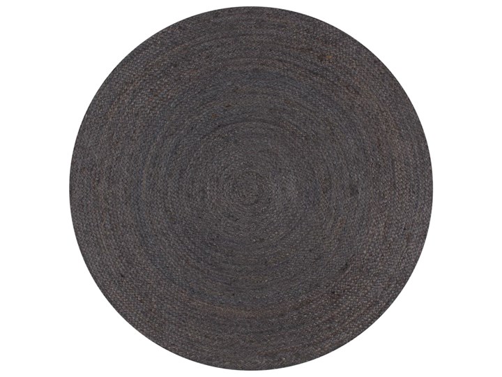 vidaXL Ręcznie wykonany dywan z juty, okrągły, 120 cm, ciemnoszary Juta 120x120 cm Wzór Jednobarwny Dywany Pomieszczenie Sypialnia