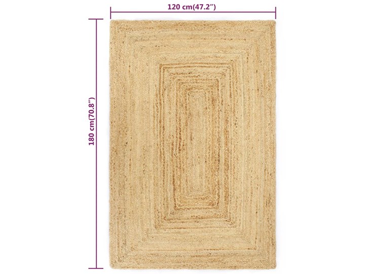 vidaXL Ręcznie wykonany dywan, juta, naturalny, 120x180 cm Prostokątny Dywany Pomieszczenie Przedpokój Dywany sznurkowe Pomieszczenie Sypialnia