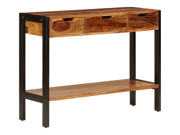 vidaXL Szafka z 3 szufladami, 110x35x75 cm, lite drewno sheesham Stal nierdzewna Z szufladą Szerokość 110 cm Z półką Głębokość 35 cm Rodzaj nóg Nogi proste Styl Vintage