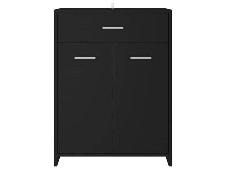 vidaXL Szafka łazienkowa, czarna, 60x33x80 cm, płyta wiórowa Stojące Płyta stolarska Kolor Czarny Szerokość 60 cm Głębokość 33 cm Pionowe Komoda Płyta MDF Kategoria Szafki stojące