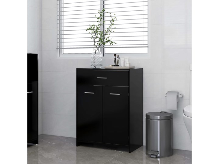 vidaXL Szafka łazienkowa, czarna, 60x33x80 cm, płyta wiórowa Komoda Szerokość 60 cm Głębokość 33 cm Płyta stolarska Płyta MDF Stojące Pionowe Kategoria Szafki stojące