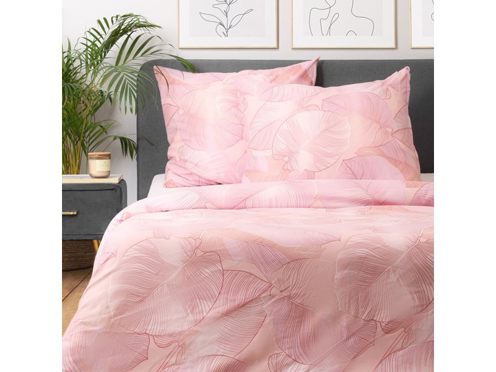 Pościel GALLO z mikrofibry różowa w liście 160x200 cm - Homla 70x80 cm Mikrofibra Komplet pościeli Rozmiar poduszki 70x80 cm