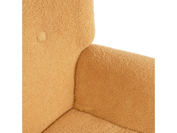 Fotel MOSS w tkaninie TEDDY BOUCLÉ musztardowy 70x95 cm - Homla Drewno Fotel motyl Szerokość 70 cm Tkanina Styl Skandynawski