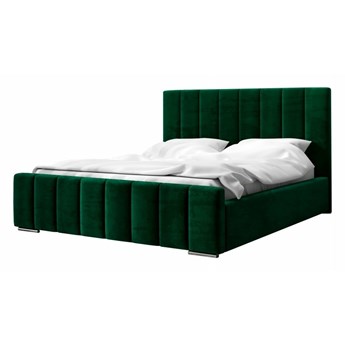 AMDK Nowoczesne łóżko tapicerowane 140x200 z pojemnikiem zielone