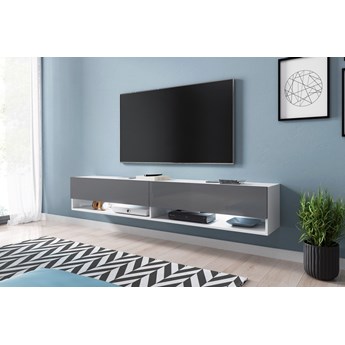 SELSEY Szafka RTV Wander 180 cm Biały mat / Szary połysk