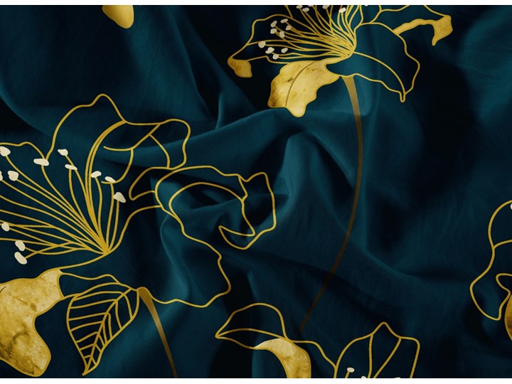 Pościel z bawełny syntetycznej z złotymi kwiatami na ciemnym tle PEB-857 Rozmiar poduszki 70x80 cm Bawełna syntetyczna Bawełna 140x200 cm Poliester Komplet pościeli Kolor Szary