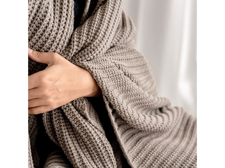 Pled pleciony latte 130x180 cm Koc 130x170 cm Wełna Akryl Kategoria Koce i pledy
