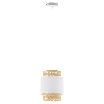 Lampa wisząca rattanowa abażur do salonu BOHO WHITE szer. 20cm | biały