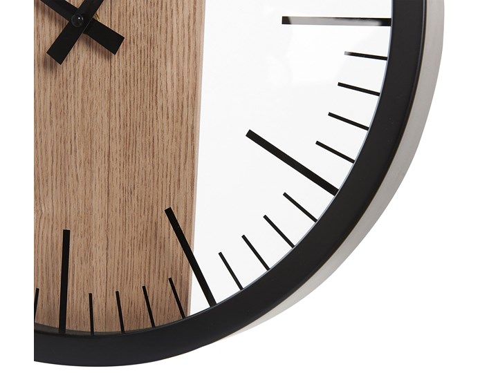 Beliani Zegar ścienny czarny materiał syntetyczny drewno ø 38 cm bez numeracji nowoczesny design Metal Kategoria Zegary Szkło Kolor Brązowy