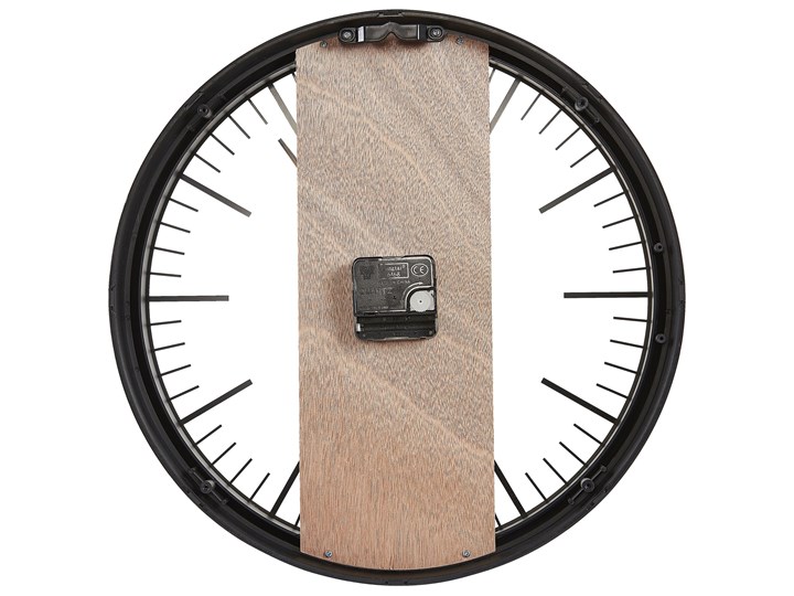 Beliani Zegar ścienny czarny materiał syntetyczny drewno ø 38 cm bez numeracji nowoczesny design Metal Szkło Kategoria Zegary