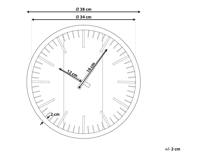 Beliani Zegar ścienny czarny materiał syntetyczny drewno ø 38 cm bez numeracji nowoczesny design Szkło Metal Kategoria Zegary