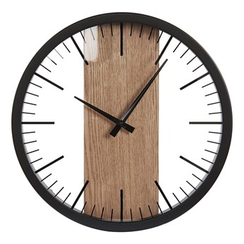 Beliani Zegar ścienny czarny materiał syntetyczny drewno ø 38 cm bez numeracji nowoczesny design
