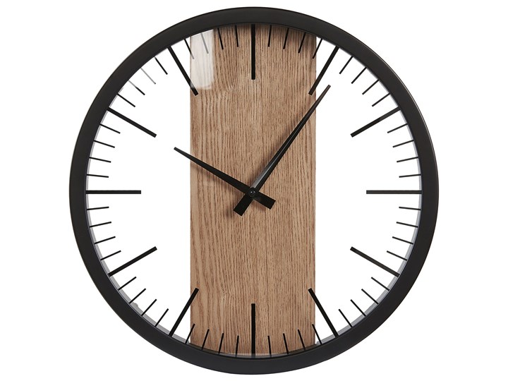 Beliani Zegar ścienny czarny materiał syntetyczny drewno ø 38 cm bez numeracji nowoczesny design Szkło Metal Kategoria Zegary