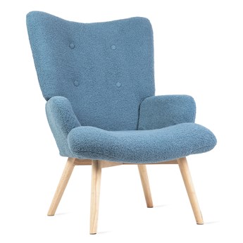 Fotel MOSS w tkaninie TEDDY BOUCLÉ niebieski 70x95 cm - Homla