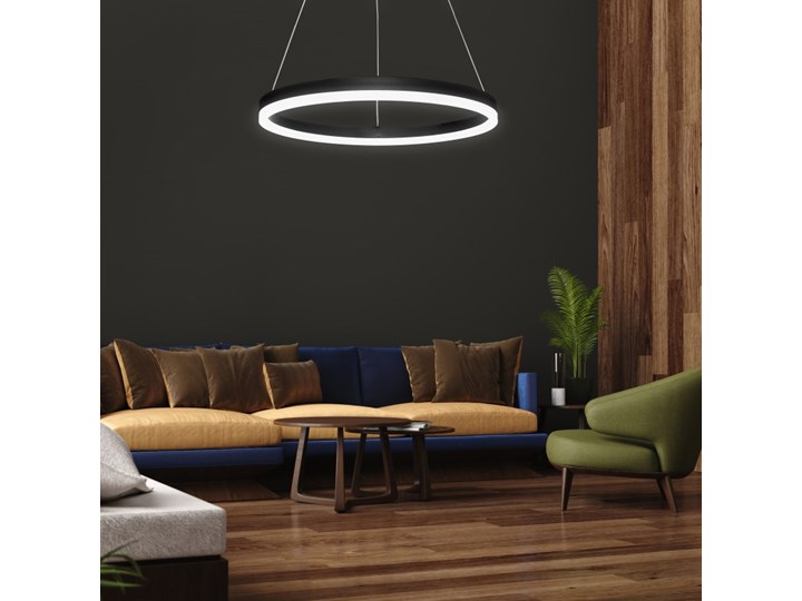 LAMPA SUFITOWA WISZĄCA RINGES CZARNA NOWOCZESNA Kolor Czarny Metal Tworzywo sztuczne Styl Nowoczesny