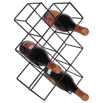 Stojak na wino na 8 butelek metalowy czarny 42,5x15,5x28,8 cm kod: O-229067