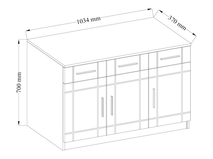 Duża Komoda 3 Szafy 3 Szuflady Paris Grafit Szerokość 104 cm Szerokość 105 cm Wysokość 55 cm Głębokość 37 cm Płyta MDF Z szafkami i szufladami Kategoria Komody Kolor Szary
