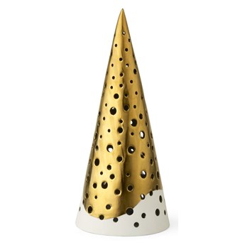 Porcelanowy świecznik w kolorze złota Kähler Design Nobili, wys. 19 cm