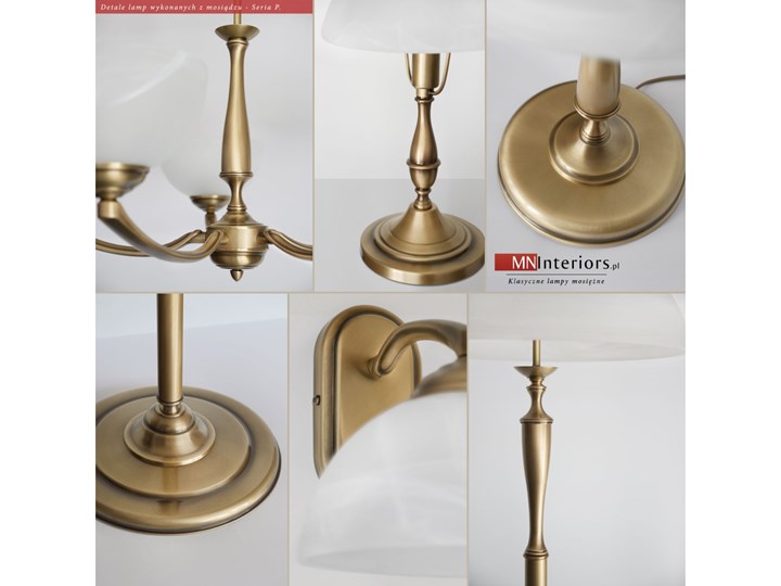 Żyrandol mosiężny do salonu P-S3A Lampa z kloszem Kategoria Lampy wiszące Mosiądz Szkło Kolor Złoty