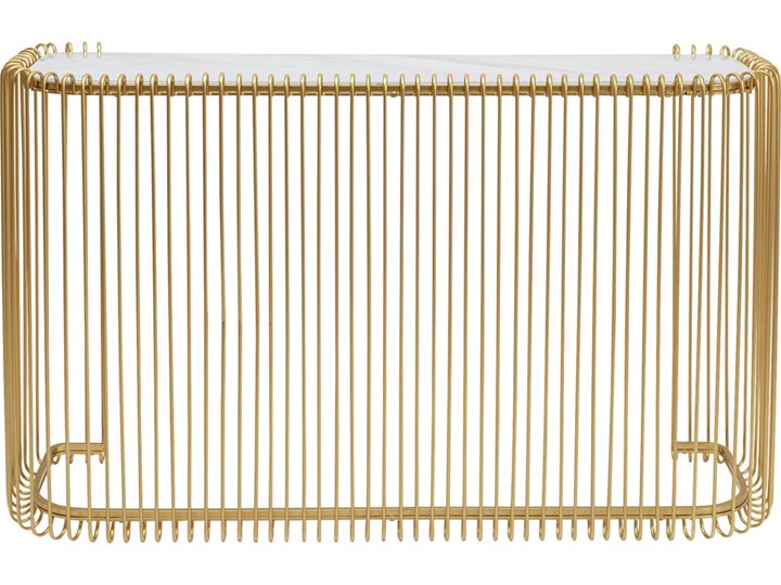 Konsola glamour złota blat szklany 142x43 cm Szerokość 142 cm Kolor Złoty Kolor Biały