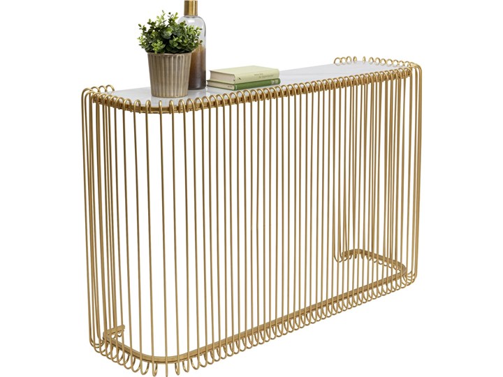 Konsola glamour złota blat szklany 142x43 cm Szerokość 142 cm Kolor Złoty