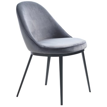 Krzesło welurowe szare 52x82 cm nogi czarne