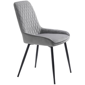 Krzesło welurowe 51 x 92 cm szare - nogi czarne