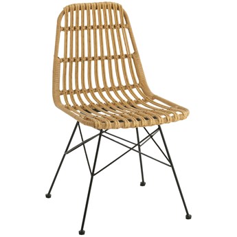 Krzesło ogrodowe z technorattanu beżowe nogi czarne