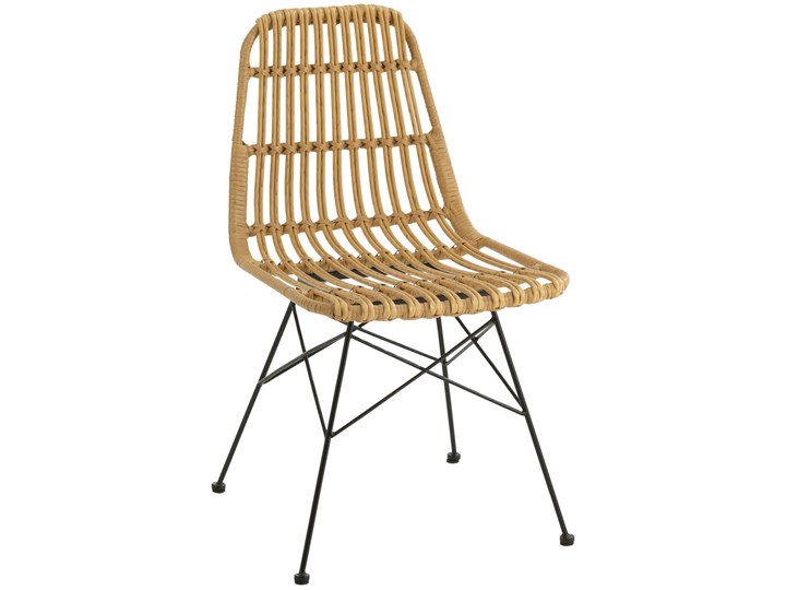Krzesło ogrodowe z technorattanu beżowe nogi czarne Metal Tworzywo sztuczne Kategoria Krzesła ogrodowe