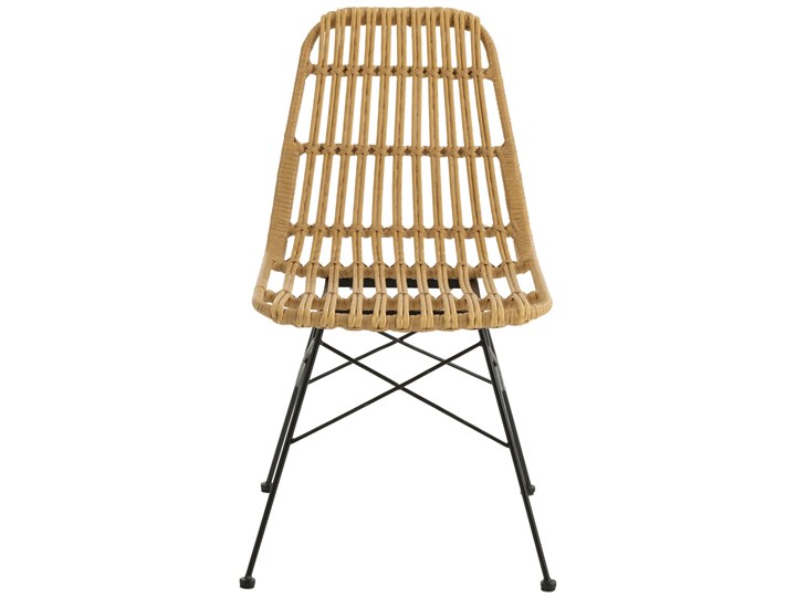 Krzesło ogrodowe z technorattanu beżowe nogi czarne Tworzywo sztuczne Metal Kategoria Krzesła ogrodowe