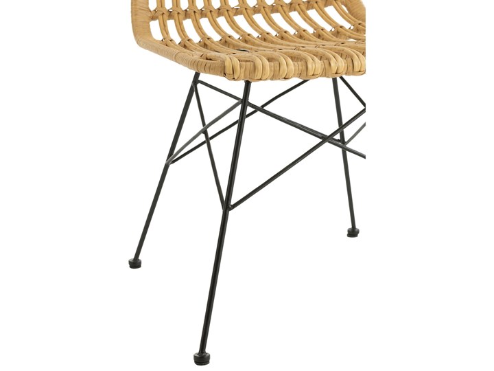 Krzesło ogrodowe z technorattanu beżowe nogi czarne Metal Kategoria Krzesła ogrodowe Tworzywo sztuczne Kolor Brązowy