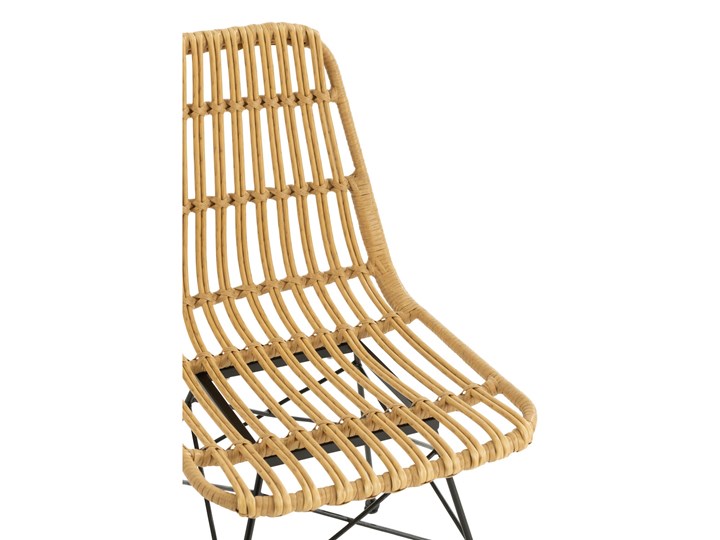 Krzesło ogrodowe z technorattanu beżowe nogi czarne Metal Kategoria Krzesła ogrodowe Tworzywo sztuczne Kolor Brązowy