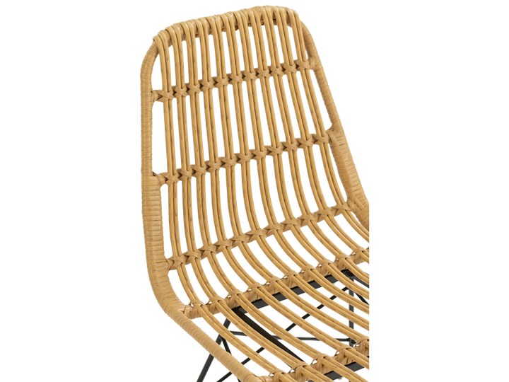 Krzesło ogrodowe z technorattanu beżowe nogi czarne Tworzywo sztuczne Metal Kategoria Krzesła ogrodowe Kolor Brązowy