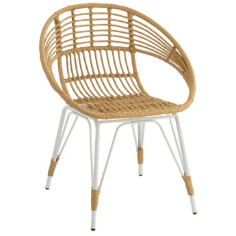 Krzesło ogrodowe z technorattanu brązowo białe