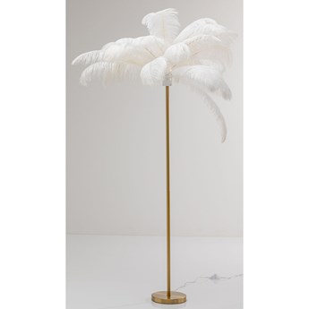 Lampa podłogowa palma biała strusie pióra 165 cm podstawa złota