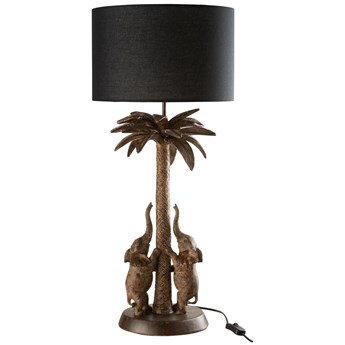 Lampa stołowa Palmtree Elephant Ø34x75 cm brązowa - abażur czarny