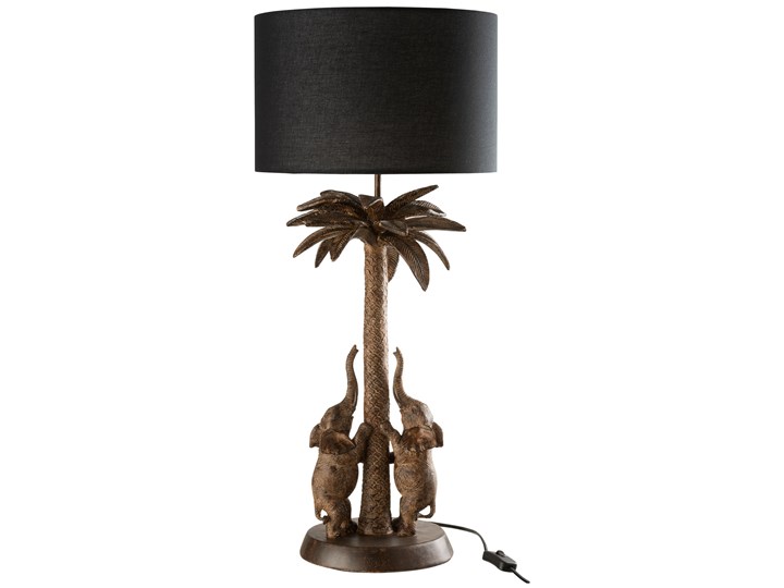 Lampa stołowa Palmtree Elephant Ø34x75 cm brązowa - abażur czarny Lampa z abażurem Kolor Brązowy Kategoria Lampy stołowe