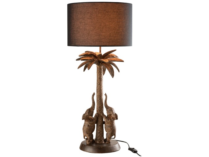 Lampa stołowa Palmtree Elephant Ø34x75 cm brązowa - abażur czarny Lampa z abażurem Kolor Brązowy Kategoria Lampy stołowe