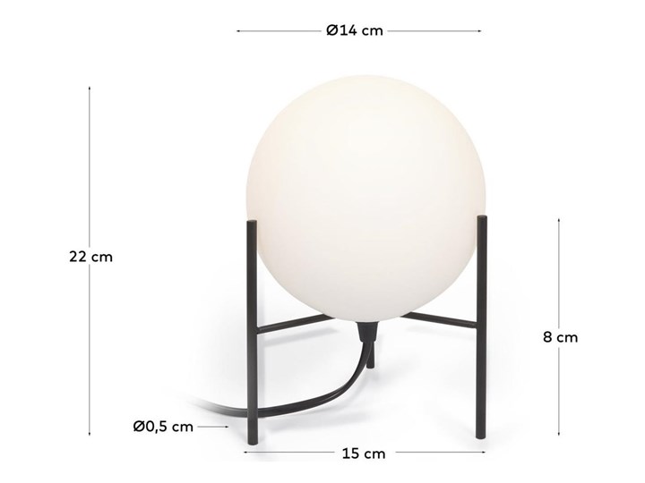 Lampa stołowa LED stalowa wykończona na czarno ∅15x22 cm Lampa z kloszem Kolor Biały