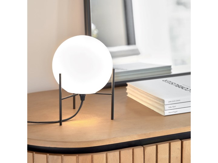 Lampa stołowa LED stalowa wykończona na czarno ∅15x22 cm Lampa z kloszem Kolor Biały Styl Nowoczesny
