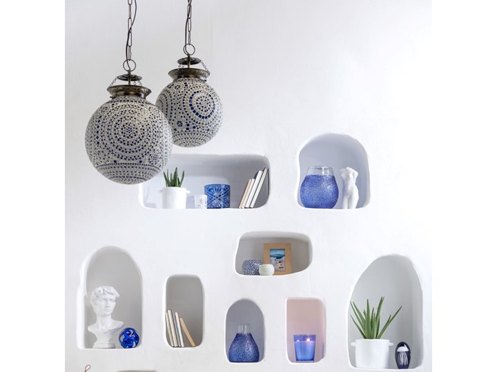 Lampa wisząca Eki Mosai A Ø35 cm biało-niebieska Kolor